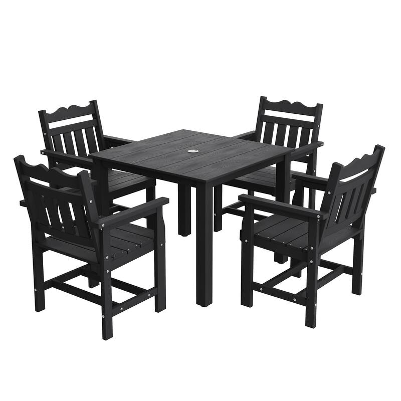 HIPS Outdoor Dining Set All-weather Patio Table and Chairs(Set of 5)