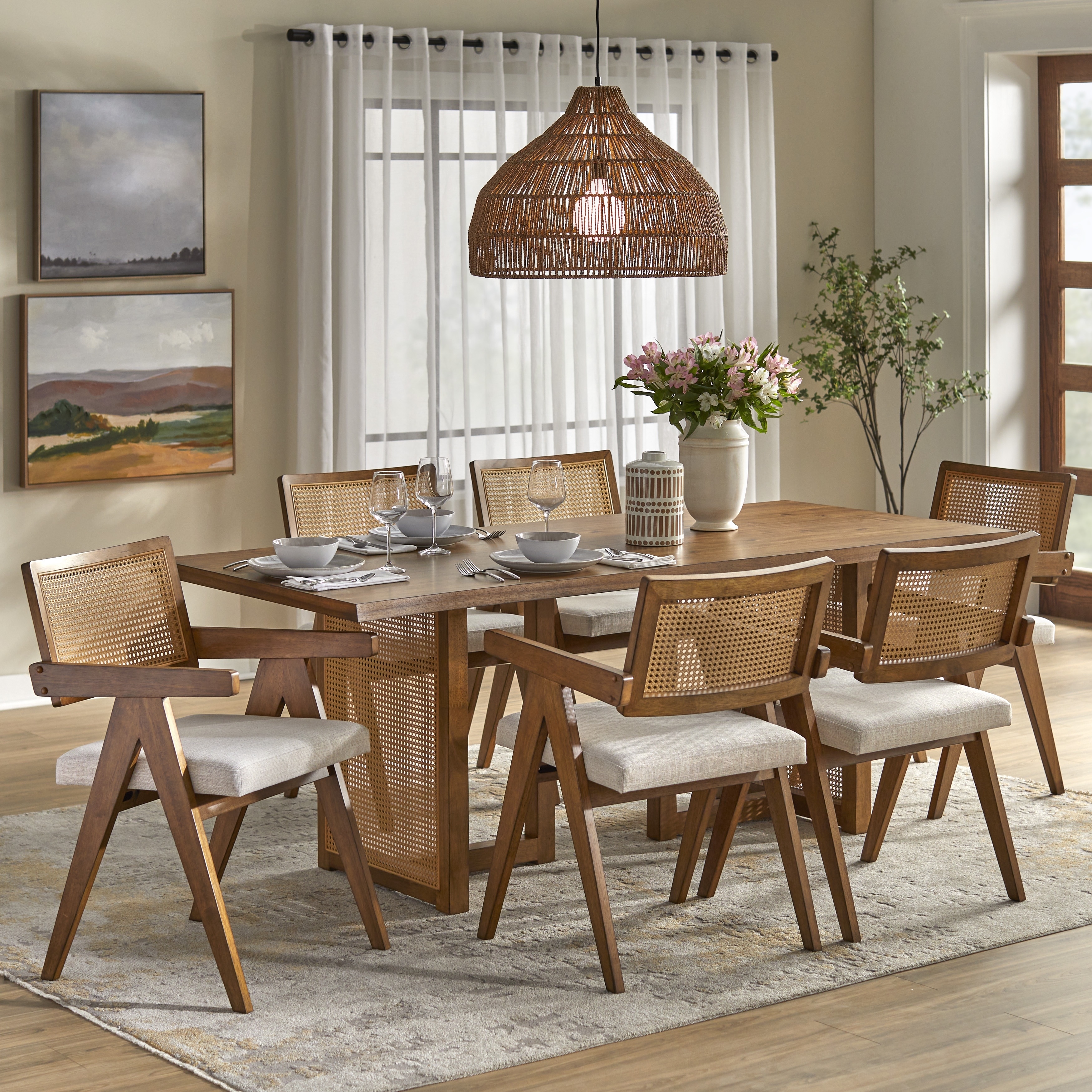 Lifestorey Felicity Live Edge Dining Set - Modern Style