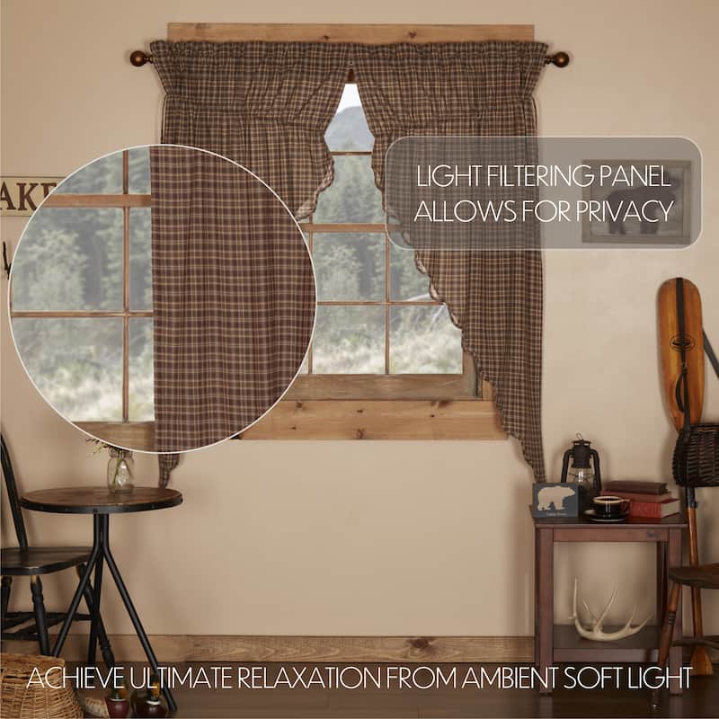 Prescott Valance Scalloped 16x72 - Valance 16x72 - Valance 16x72 - Dark Brown/Light Tan/Creme