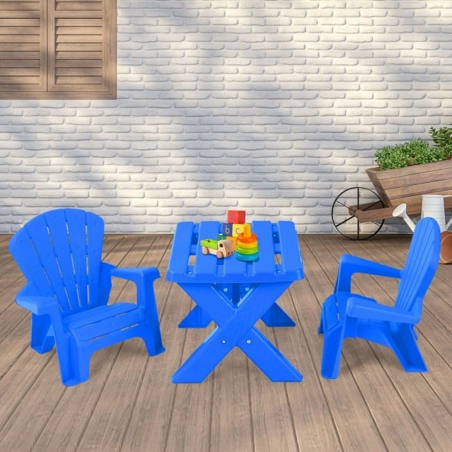 3-Piece Plastic Children Table Chair Set - Table size: 19.5'' x 16'' x 15'