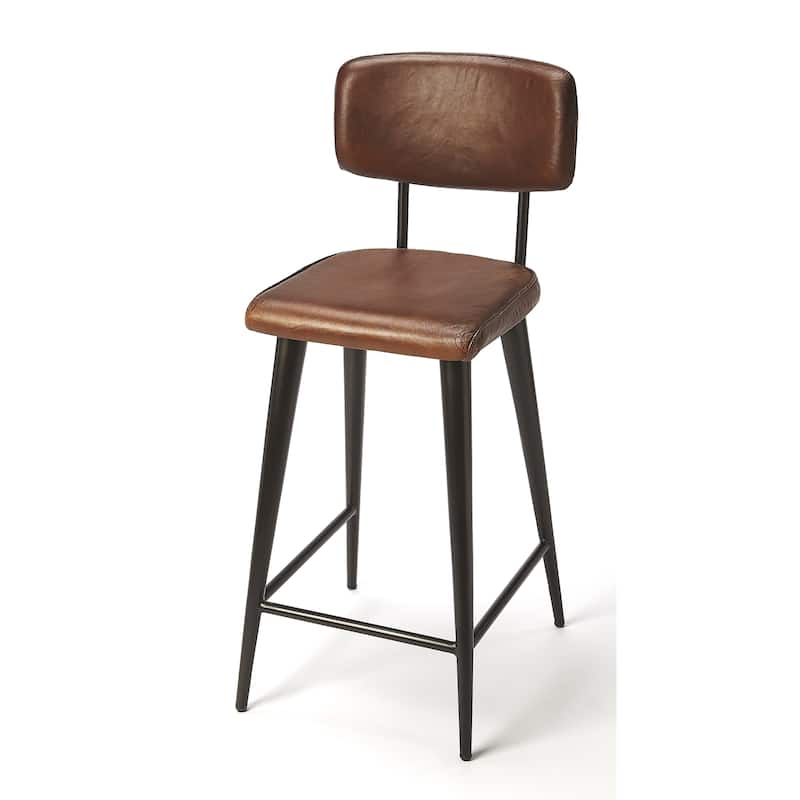 Saddle Genuine Leather Rectangular 26" Counter Stool