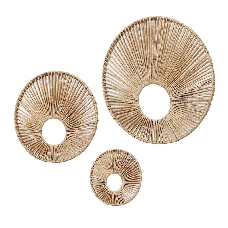 American Art Decor Woven Paper Rope Wall Decor, Set of 3 - Natural
