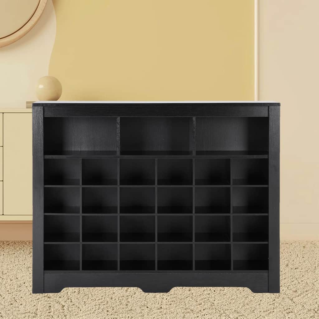 Freestanding 24-Shoe Cubby Storage Cabinet with Curved Base, Ideal for Hallways, Mudrooms, and Bedrooms Organizer