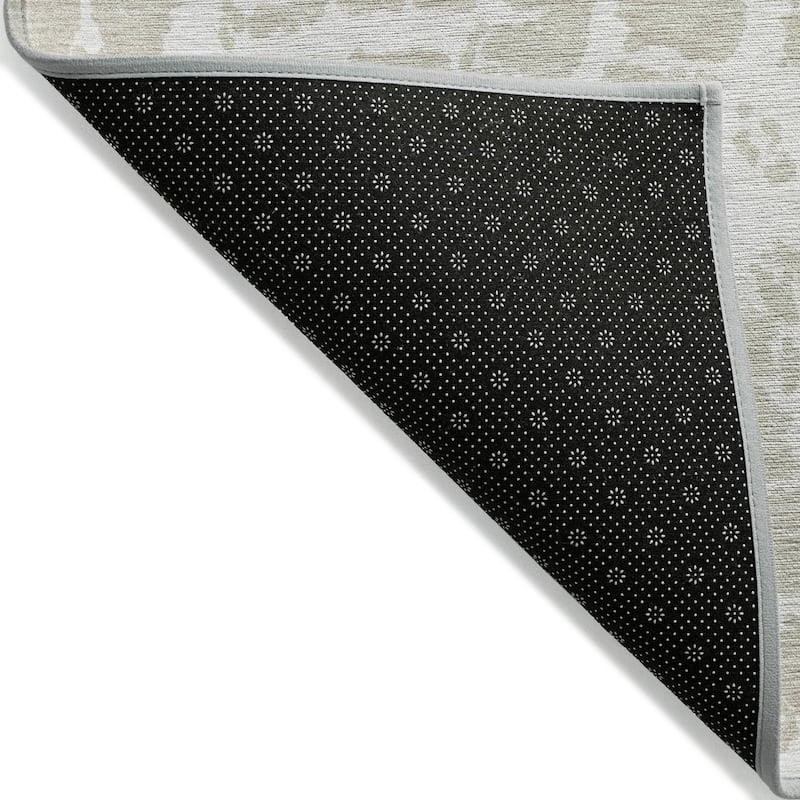 Machine Washable Indoor/ Outdoor Transitional Beige Crackle Chantille Rug
