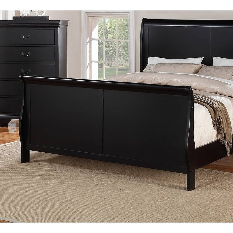 Modern Twin Size Sleigh Design Bedframe with Headboard and Footboard in Black