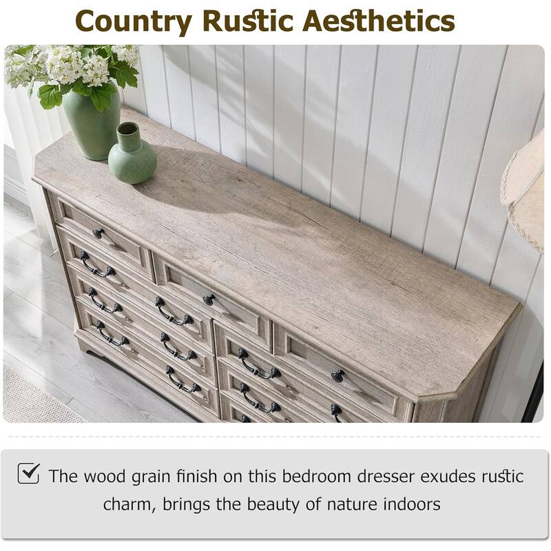 Farmhouse Drawers Dresser, Wood Chest of Drawers, Dressers Organizer