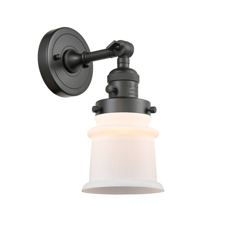 Innovations Lighting Small Canton Single Light 11" Tall Bathroom - Oil Rubbed Bronze / Matte White