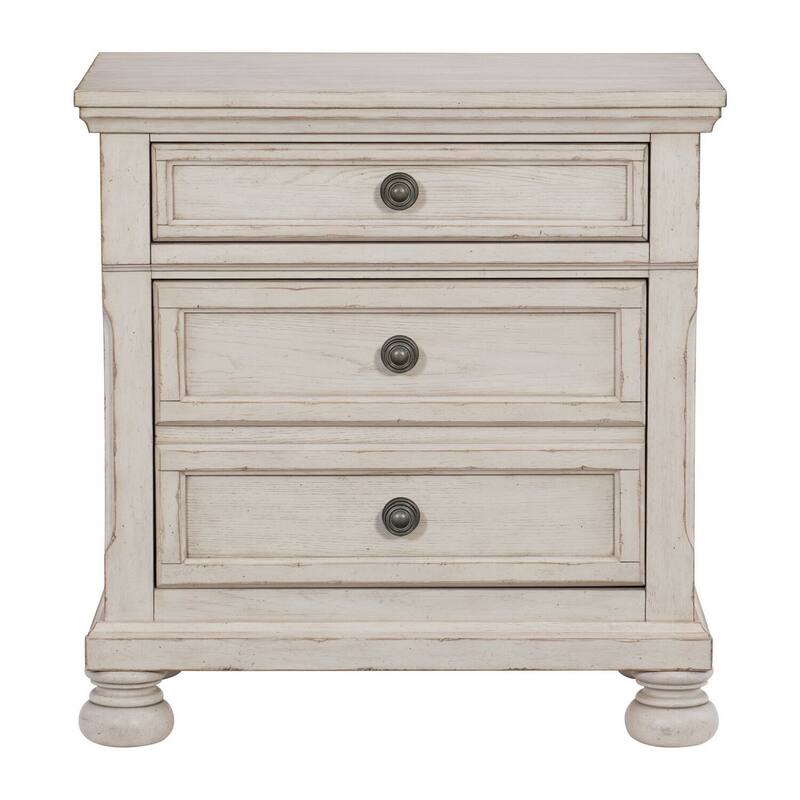 Antique White 2 Drawer 28.5 in. W Nightstand with Sturdy Hardware and Ample Storage
