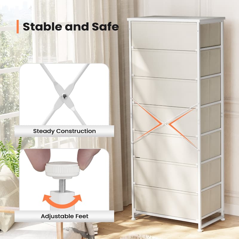 7 Drawers Chest Furniture Storage Tower Organizer Unit for Bedroom