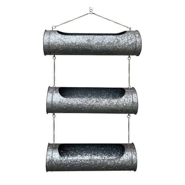 36 Inch 3 Tier Hanging Planter, Galvanized Metal With Chrome Chain, Silver  Finish - Bed Bath & Beyond - 39166103
