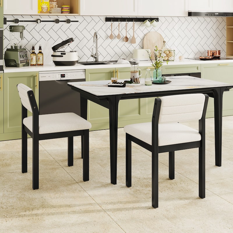 Gymax Dining Chair Set of 4 Sherpa Upholstered Kitchen Chairs w/ Wood