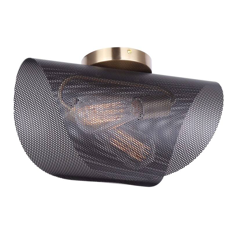 Canarm IFM1131A15 Huxlee 2 Light 15" Wide Flush Mount Ceiling Fixture - Black / Gold