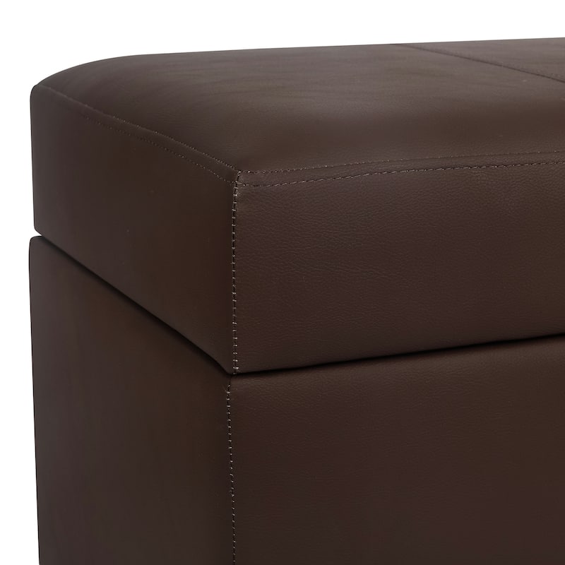 Adeco Faux Leather Storage Ottoman for Living Room