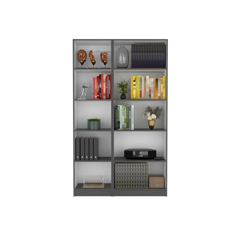 2 Piece Home Bookcase Set, 42" Wide with 10 Shelves, Living Room Set
