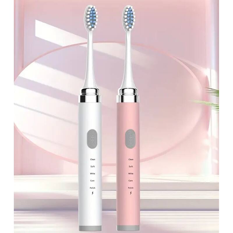 Kimberly Super Whitening Sonic Electric Toothbrush Set - White and Pink