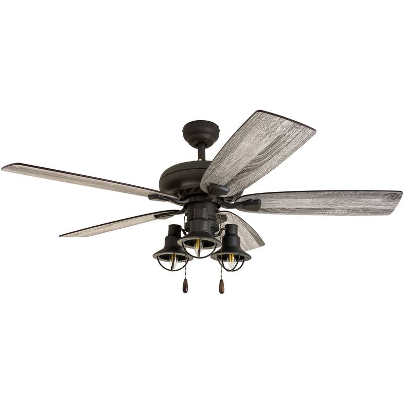 The Gray Barn Chevening 52-inch Coastal Indoor LED Ceiling Fan with Pull Chains 5 Reversible Blades - 52