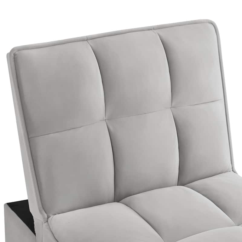 Gray Velvet Folding Sofa Bed with Adjustable Backrest