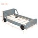 preview thumbnail 17 of 28, White Car Platform Bed with Safety Rails & Wheels - Fun for Kids