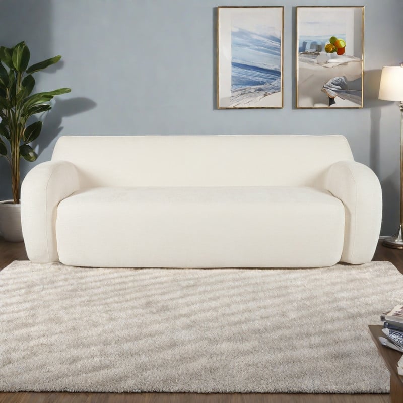 81.5" Polyester Curved 3-Seater Sofa with Ergonomic Armrests, High-Density Foam, and No Assembly Required