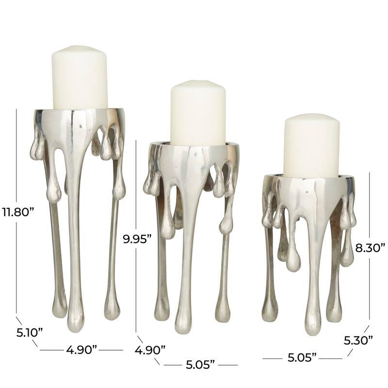 CosmoLiving by Cosmopolitan Silver, Gold or Black Aluminum Abstract Pillar Drip Candle Holder (Set of 3)