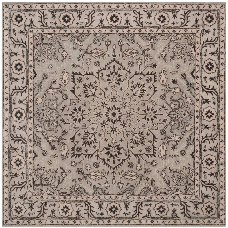 SAFAVIEH Handmade Antiquity Reili Traditional Oriental Wool Rug - 6' Square - Grey/Beige