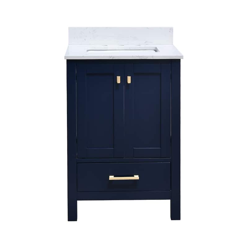 StarrySky 24 inch Undermount Single Sink Bathroom Vanity with Engineered Carrara Marble Top