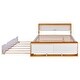preview thumbnail 12 of 23, Full Platform Bed with Trundle & USB Charging, Storage Headboard and Footboard, White+Natural