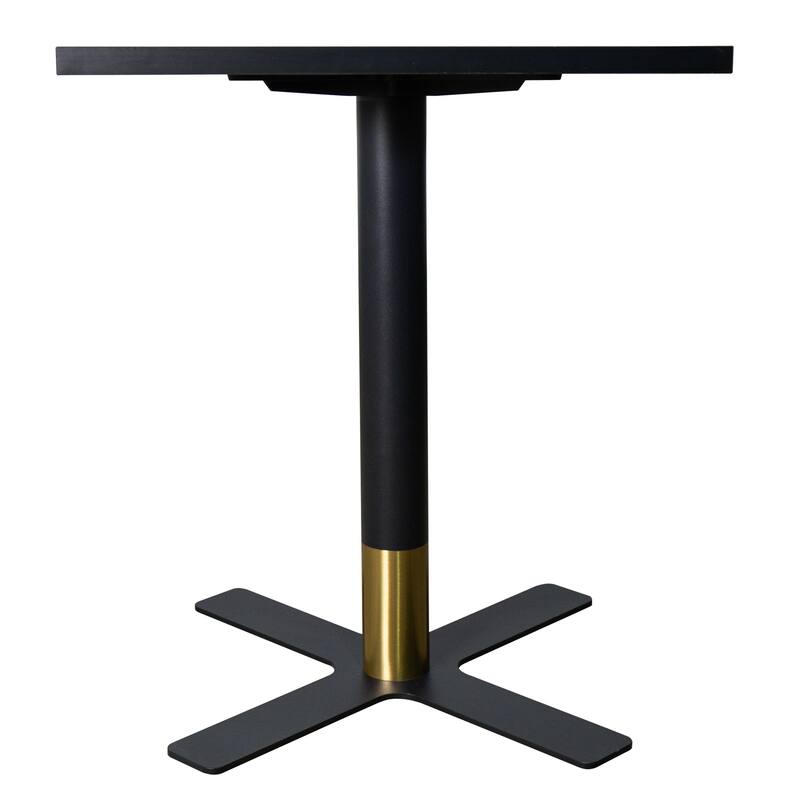 Vail Square Dining Table with 24 in. MDF Tabletop in Black Stainless Steel Cross Legs with Gold Accent Base Kitchen Table