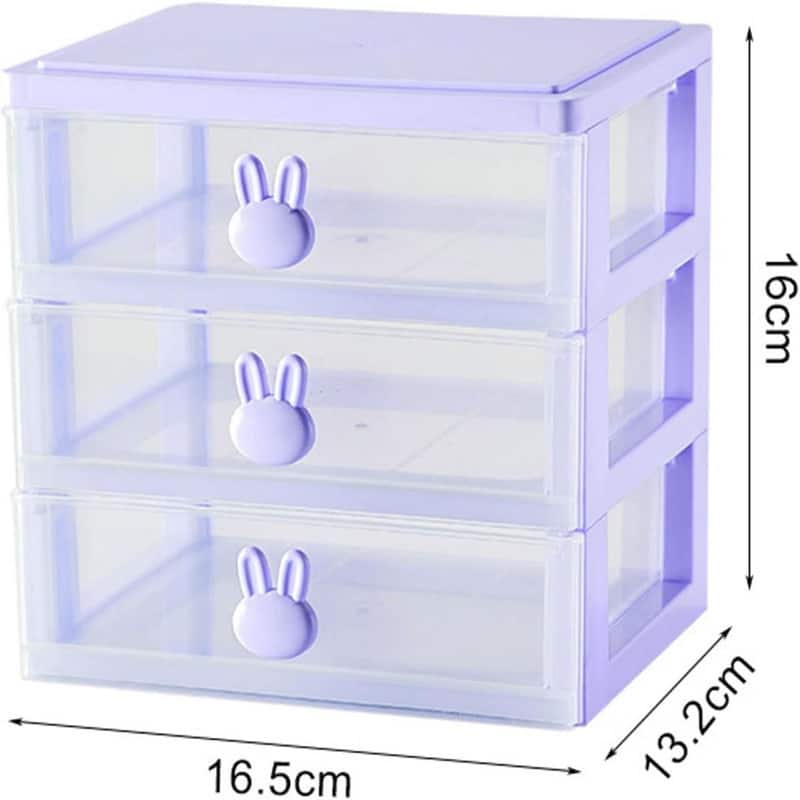 3 Drawer Storage Organizer Purple Plastic