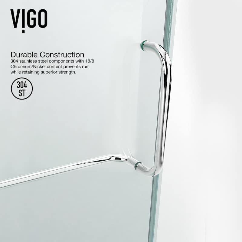 VIGO Monteray 36"D x 48"W x 79"H Frameless Hinged Shower Enclosure and Left Base