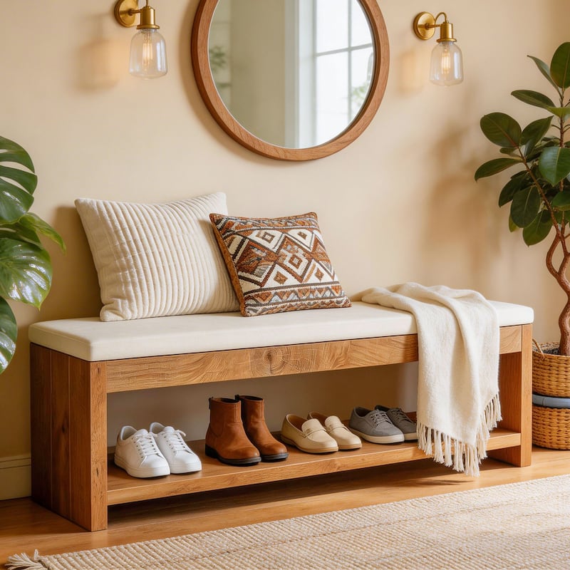 Shoe Bench With Cushion And Storage Shoe Rack