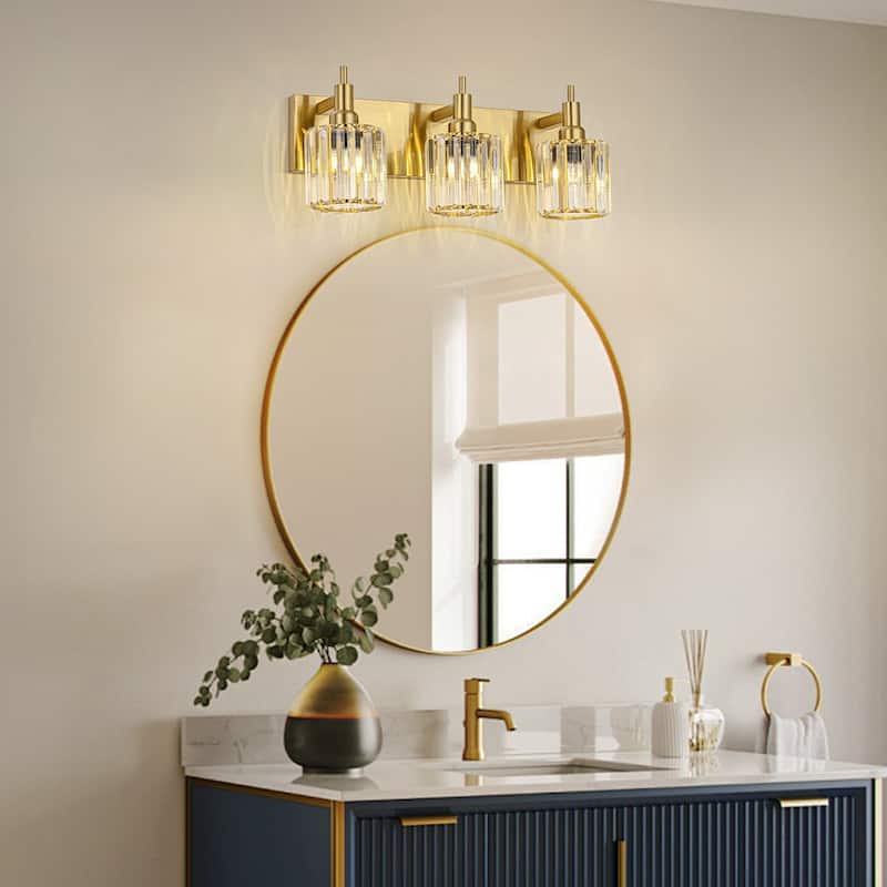 3/4/5-Light Modern Glam Dimmable Cylinder Crystal Wall Light Bathroom Vanity Light