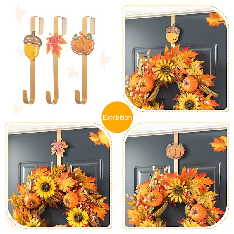 Glitzhome LED Lighted Fall Maple Leaves Wreath/Garland with Timer
