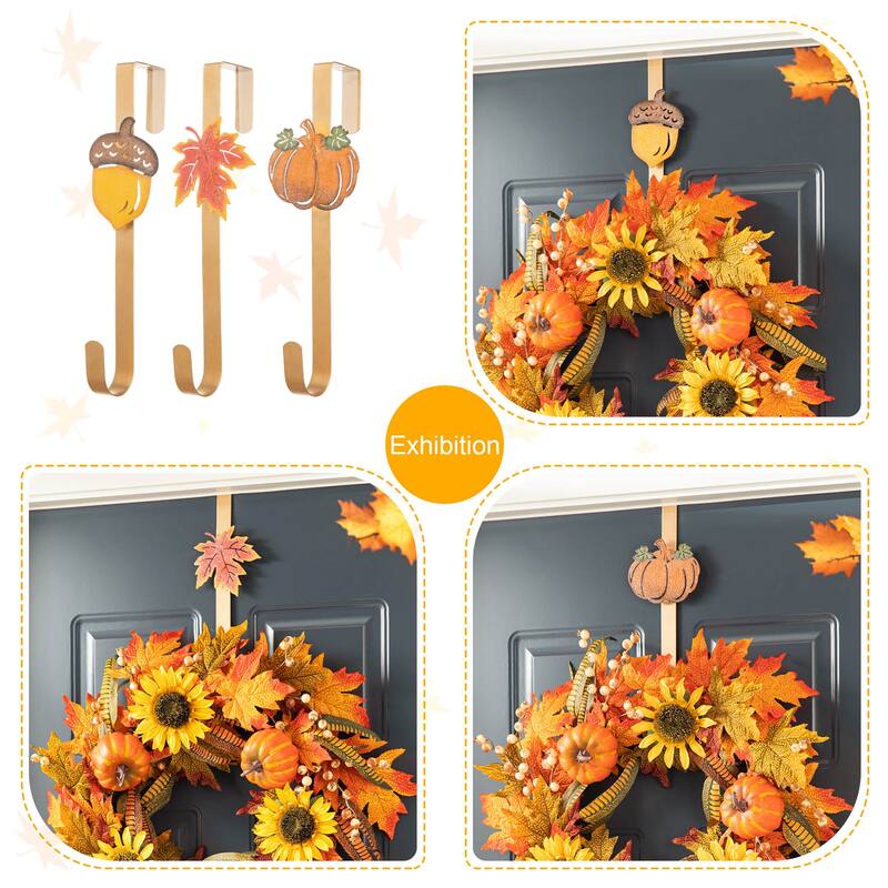 Glitzhome Thanksgiving LED Lighted Fall Maple Leaves Wreath & Garland with Timer