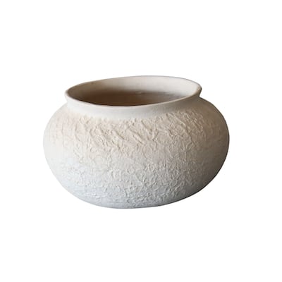 Round Paper Mache Pot - 11" - White
