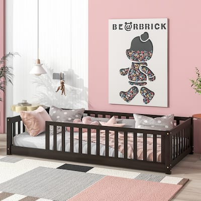 Twin Size Floor Bed with Fence