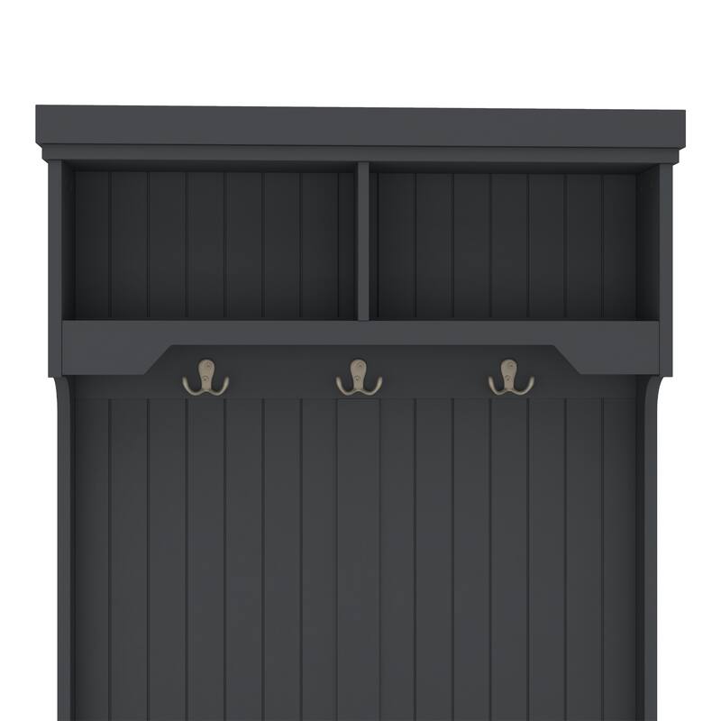 Modern 4-in-1 Entryway Coat Rack with Lockers Display Racks, Shoe Bench and 3 Hooks, for Living Room