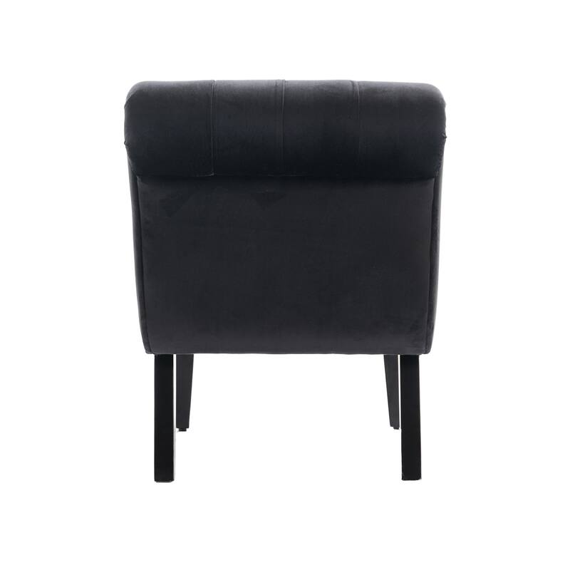 22.83" Buttons Tufted Accent Chair with Wooden Legs