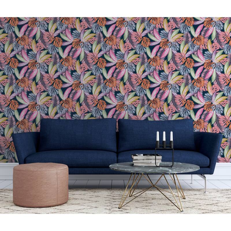 Hot Tropical Leaf Multi Wallpaper - 20.8 in. W x 33ft L - Double Roll