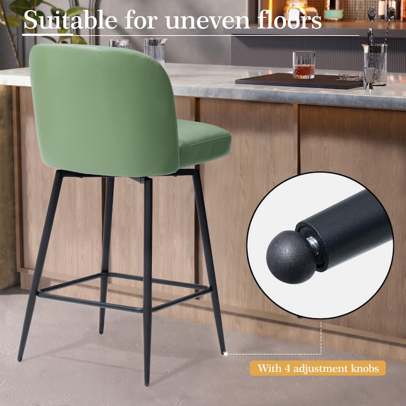 26.77" Counter Height Swivel Bar Stools with Backs and Metal Legs