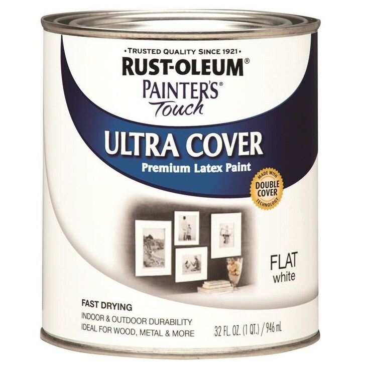Rust-Oleum 1990502 Multi-Purpose Gloss Brush-On Paint Qt, Flat White