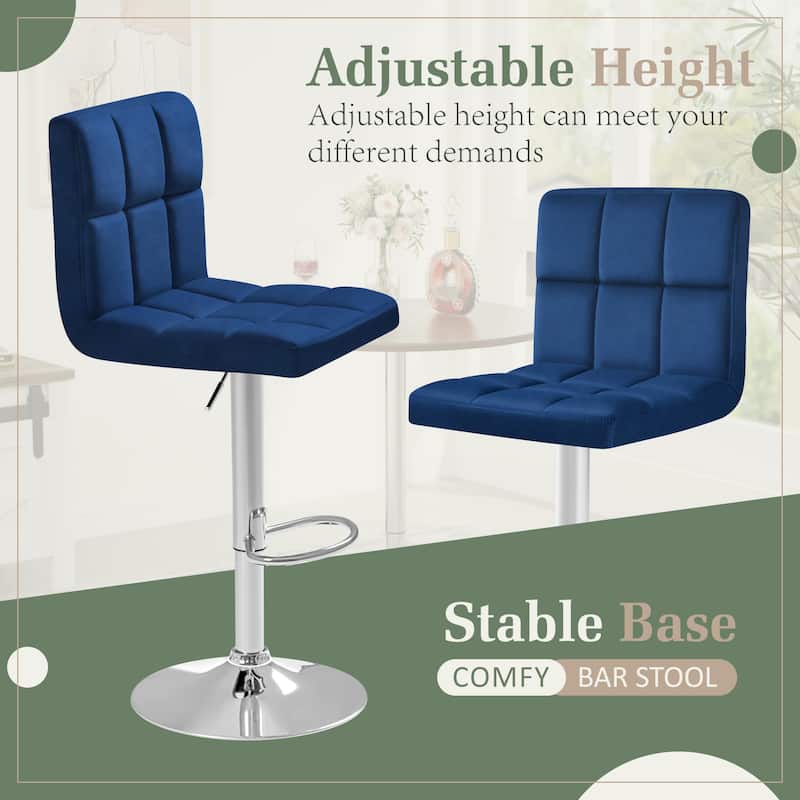Furniwell Bar Stools Velvet Height Adjustable Swivel Counter Stools with Back - N/A