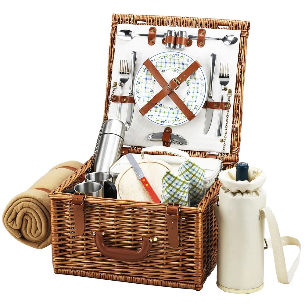 Picnic at Ascot - Willow Basket for Two with Blanket & Coffee Service