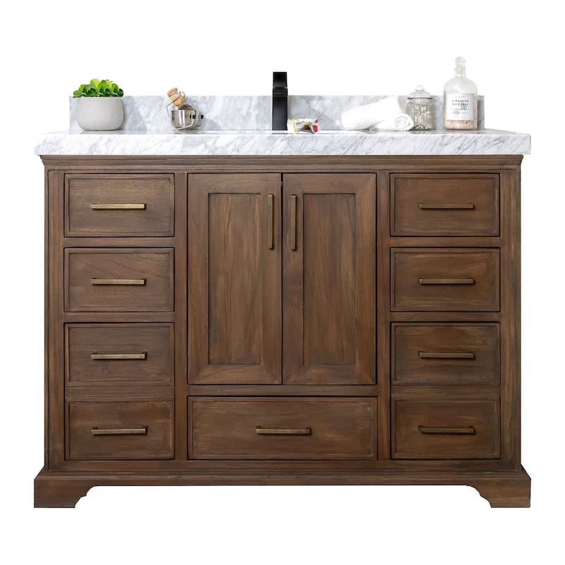 Willow Collections 42 in. W x 22 in. D Charlotte Teak Single Sink Bathroom Solid Teak Vanity with Countertop