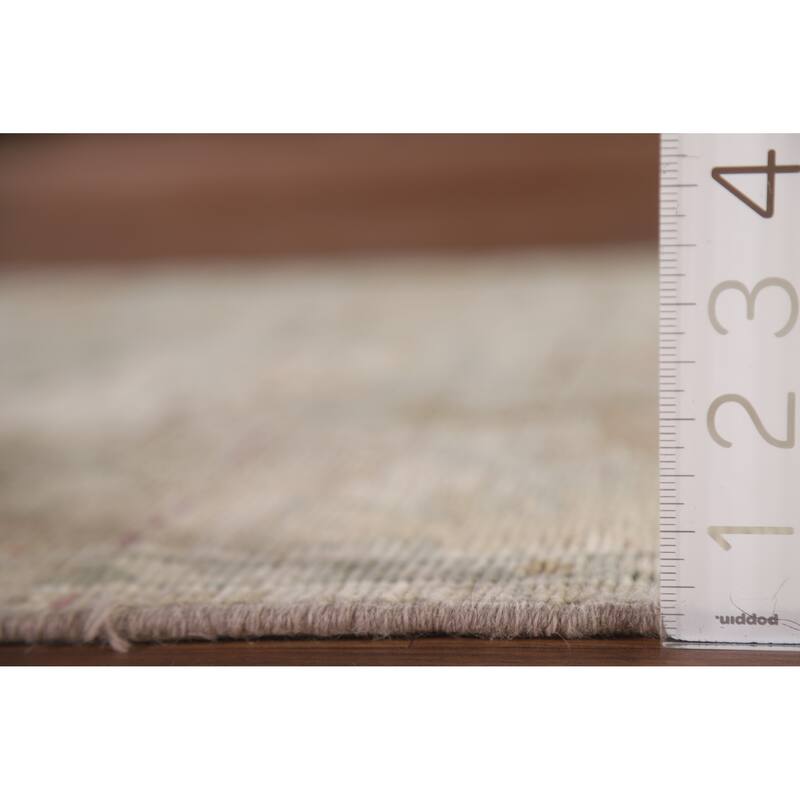Hand Knotted Oriental 100% Wool Carpet Transitional All-Over Beige & Ivories Oushak Runner Rug - 13' 4'' X 2' 5''