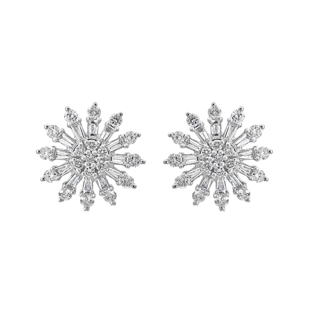 EFFY 14K White Gold Diamond Pave Starburst Cluster Earrings
