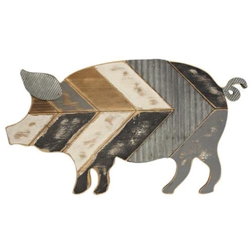Wood And Galvanized Metal Pig Wall Art Wood And Galvanized Metal Pig Wall Art