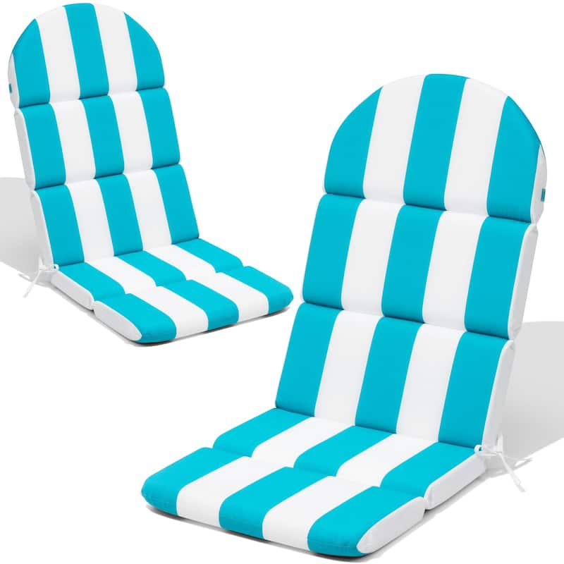 Patio Outdoor Adirondack Chair Cushion with Ties - 2PC - Blue&White