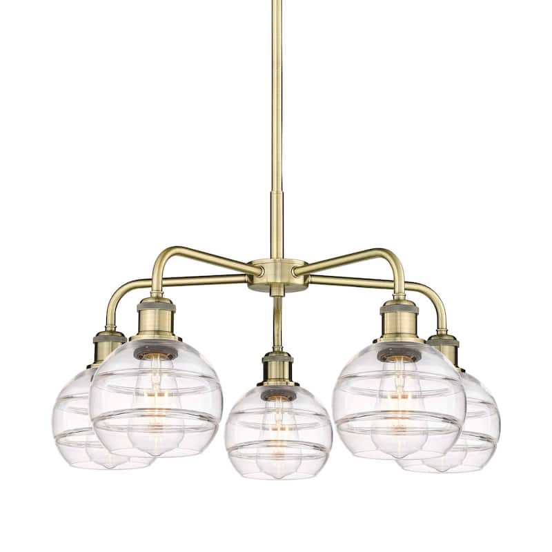 Innovations Lighting 516-5CR-14-24 Rochester Chandelier Rochester 5 - Antique Brass / Clear