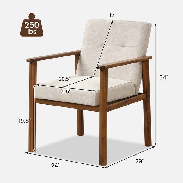 Costway Modern Accent Chair Upholstered Linen Fabric Armchair with